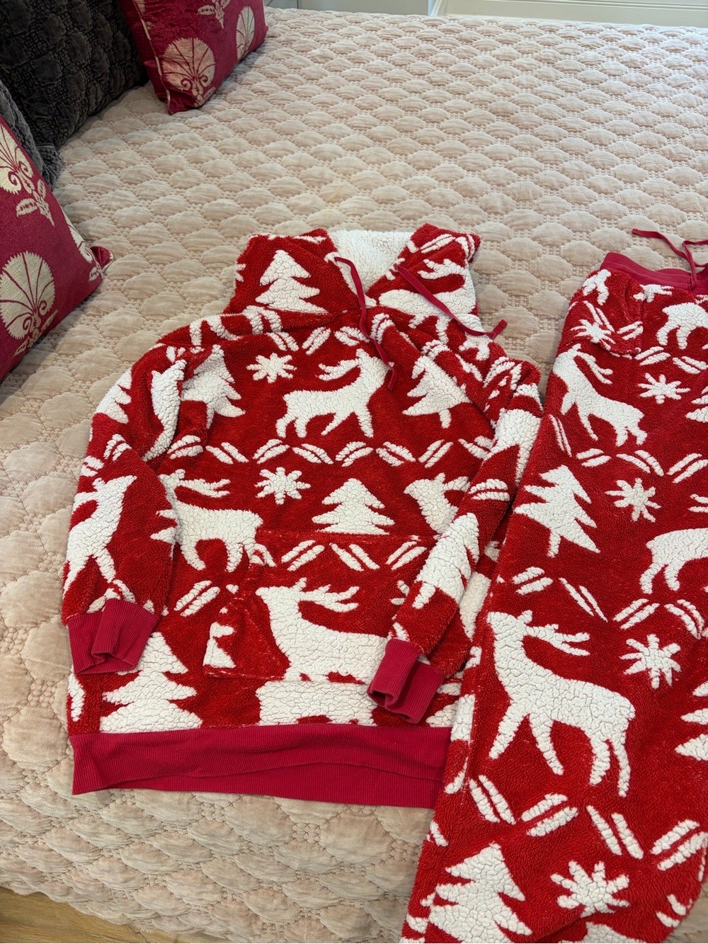 Vera Bradley Red and White Sherpa-Lined Hoodie
